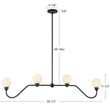 Matte Black Beckett Linear Pendant by Alora Lighting Dimensions