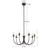 Matte Black Ember Chandelier by Alora Lighting Dimensions