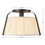 Matte Black/White Linen Scout Semi-Flush Mount by Alora Lighting Dimensions