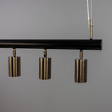 Matte Black and Antique Silver Watson Five Light Linear Island Pendant by Mullan Lighting Detail view