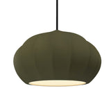 Matte Green-Black Cord Oval Fluted Ceramic Pendant by Justice Design