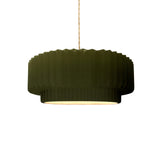 Matte Green Beige Twisted Cord Ceramic Small Tier Pendant by Justice Design