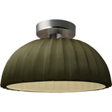 Matte Green Brushed Nickel Ceramic Pleated Dome Semi-Flush by Justice Design