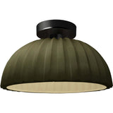 Matte Green Matte Black Ceramic Pleated Dome Semi-Flush by Justice Design