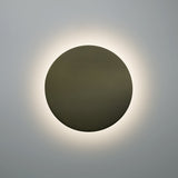 Matte Green Small Ceramic Round Backlit Color Temperature Selectable LED Wall Sconce by Justice Design