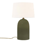 Matte Green White Linen Fabric Ceramic Tall Kava Table Lamp with Fabric Shade by Justice Design