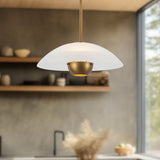 Matte Opal Glass/Vintage Brass 5inch Umbra Pendant by Kuzco Lighting