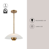 Matte Opal Glass/Vintage Brass 5inch Umbra Pendant by Kuzco Lighting Light Source