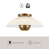 Matte Opal Glass/Vintage Brass 5inch Umbra Semi-Flush Mount by Kuzco Lighting Light Source
