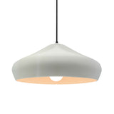 Matte White-Black Cord Crease Large Ceramic Pendant by Justice Design