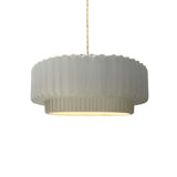 Matte White Beige Twisted Cord Ceramic Small Tier Pendant by Justice Design