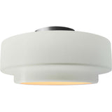 Matte White Brushed Nickel Ceramic Small Tier Semi-Flush by Justice Design