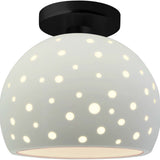 Matte White Matte Black Perforated Small Globe Semi-Flush by Justice Design