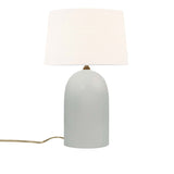 Matte White White Linen Fabric Ceramic Tall Kava Table Lamp with Fabric Shade by Justice Design