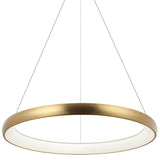 Maverick Round Pendant Light Large Brushed Gold By Matteo - Front View