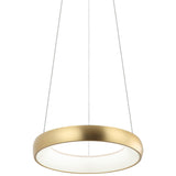 Maverick Round Pendant Light Small Brushed Gold By Matteo - Front View