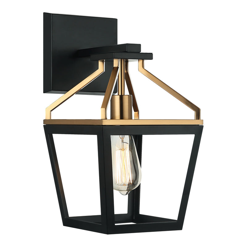 Mavonshire Wall Sconce 14.38 inch / 1 Light Black + Aged Gold Brass