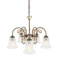 Medan 5 Arm Chandelier - Antique Brass