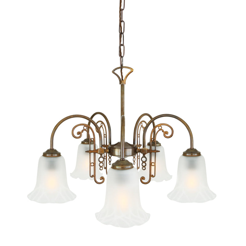 Medan 5 Arm Chandelier - Antique Brass
