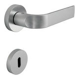 Meta Door Lever in Satin Chrome angled view by Colombo Design