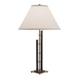 Metra Double Table Lamp, shown in Natural Iron, by Hubbardton Forge