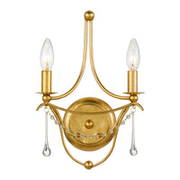 Metro 10 inch 2-Light Wall Sconce by Crystorama - Antique Gold