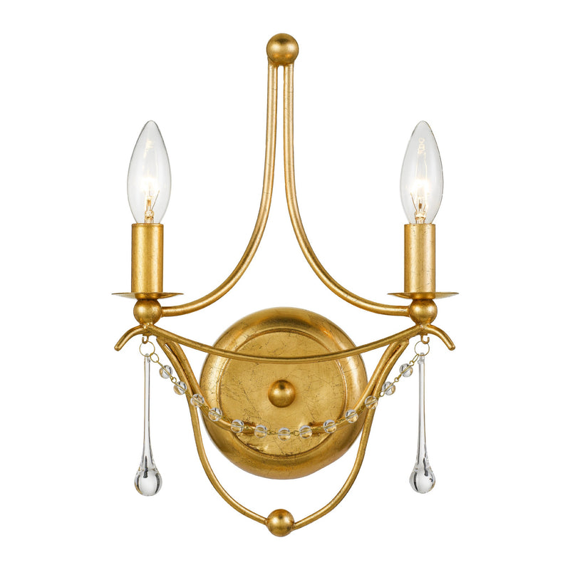 Metro 10 inch 2-Light Wall Sconce by Crystorama - Antique Gold