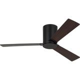 Midnight Black Housing with Midnight Black and Walnut Reversible Blades Rozzen 44inch Hugger Ceiling Fan by Visual Comfort Fans