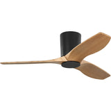 Midnight Black Housing with Natural Honey Blades Seyra Smart 44" Hugger LED Ceiling Fan by Visual Comfort Fans