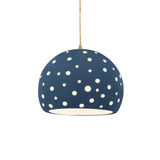 Midnight Sky-Beige Twisted Cord Perforated Large Globe Pendant by Justice Design