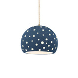 Midnight Sky-Beige Twisted Cord Perforated Medium Globe Pendant by Justice Design