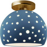 Midnight Sky Brushed Brass Perforated Medium Globe Semi- Flush by Justice Design