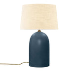 Midnight Sky Cream Linen Fabric Ceramic Tall Kava Table Lamp with Fabric Shade by Justice Design
