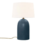 Midnight Sky White Linen Fabric Ceramic Tall Kava Table Lamp with Fabric Shade by Justice Design