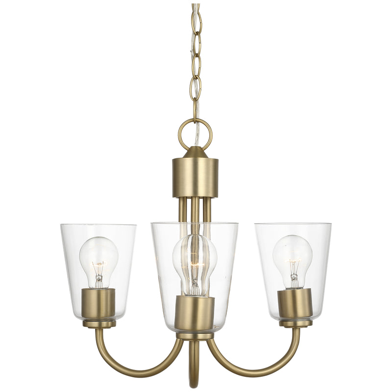 Miles Clear Glass Chandelier Small Satin Brass By Generation Lighting