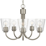 Miles Clear Glass Chandelier Medium Brushed Nickel By Generation Lighting