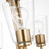 Miles Clear Glass Chandelier Medium Satin Brass By Generation Lighting  Detailed View1