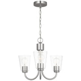 Miles Clear Glass Chandelier Small Brushed Nickel By Generation Lighting - Side View1