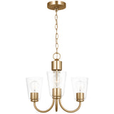 Miles Clear Glass Chandelier Small Satin Brass By Generation Lighting - Side View1