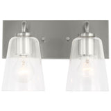 Miles Clear Glass Vanity Light 2 Lights Brushed Nickel By Generation Lighting - Front View