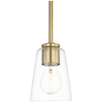 Miles One Light Mini Clear Glass Pendant Satin Brass By Generation Lighting