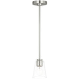 Miles One Light Mini Clear Glass Pendant Brushed Nickel By Generation Lighting - Front View1
