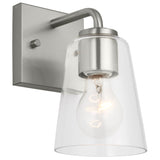 Miles Small Clear Glass Vanity Light Brushed Nickel By Generation Lighting - Side View2