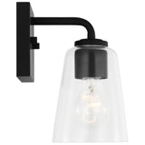 Miles Small Clear Glass Vanity Light Midnight Black By Generation Lighting - Side View1