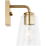 Miles Small Clear Glass Vanity Light Satin Brass By Generation Lighting - Side View1
