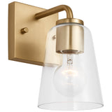 Miles Small Clear Glass Vanity Light Satin Brass By Generation Lighting - Side View