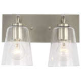 Miles Clear Glass Vanity Light 2 Lights Brushed Nickel By Generation Lighting