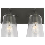 Miles Clear Glass Vanity Light 2 Lights Midnight Black By Generation Lighting