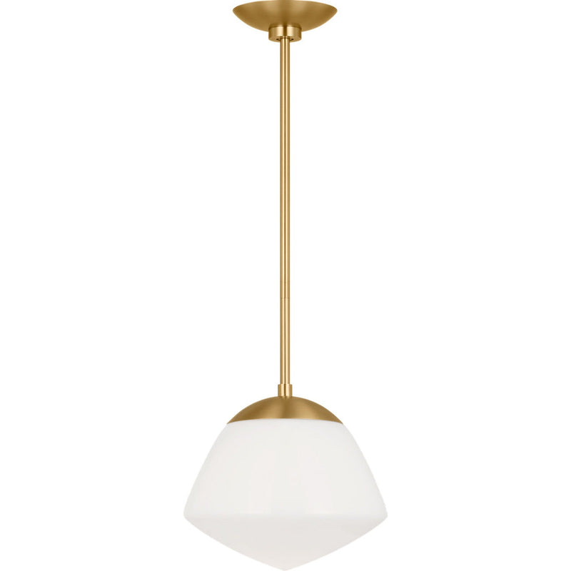 Milne Pendant — 10", Milk, Burnished Brass