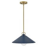 Milo Pendant Light Lacquered Bras Matte Navy By Lark Living - Front View3